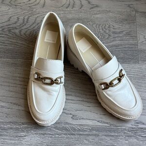 Dolce Vita Cream Loafers with Gold Chain Size 7.5
